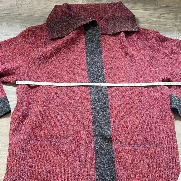 CYRUS | Red and black long cardigan knit sweater - Picture 7 of 12